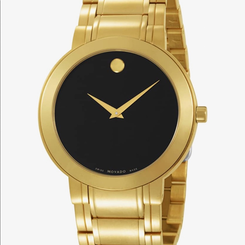Movado Stiri Men’s Gold Watch Black Face BRAND NEW